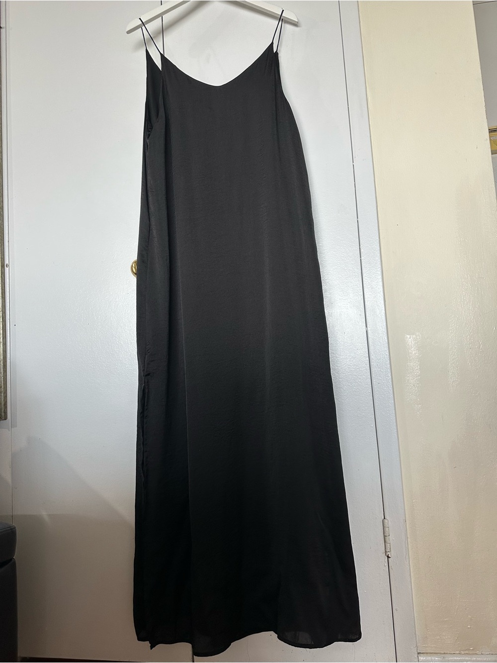 Dex Black silk -Strap Maxi Slip Skirt